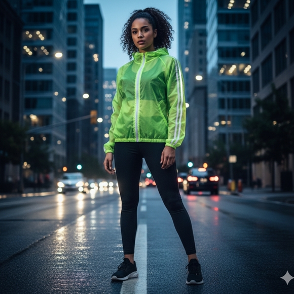 Neon Yellow Sheer  Zip Jacket - Picture 1 of 8